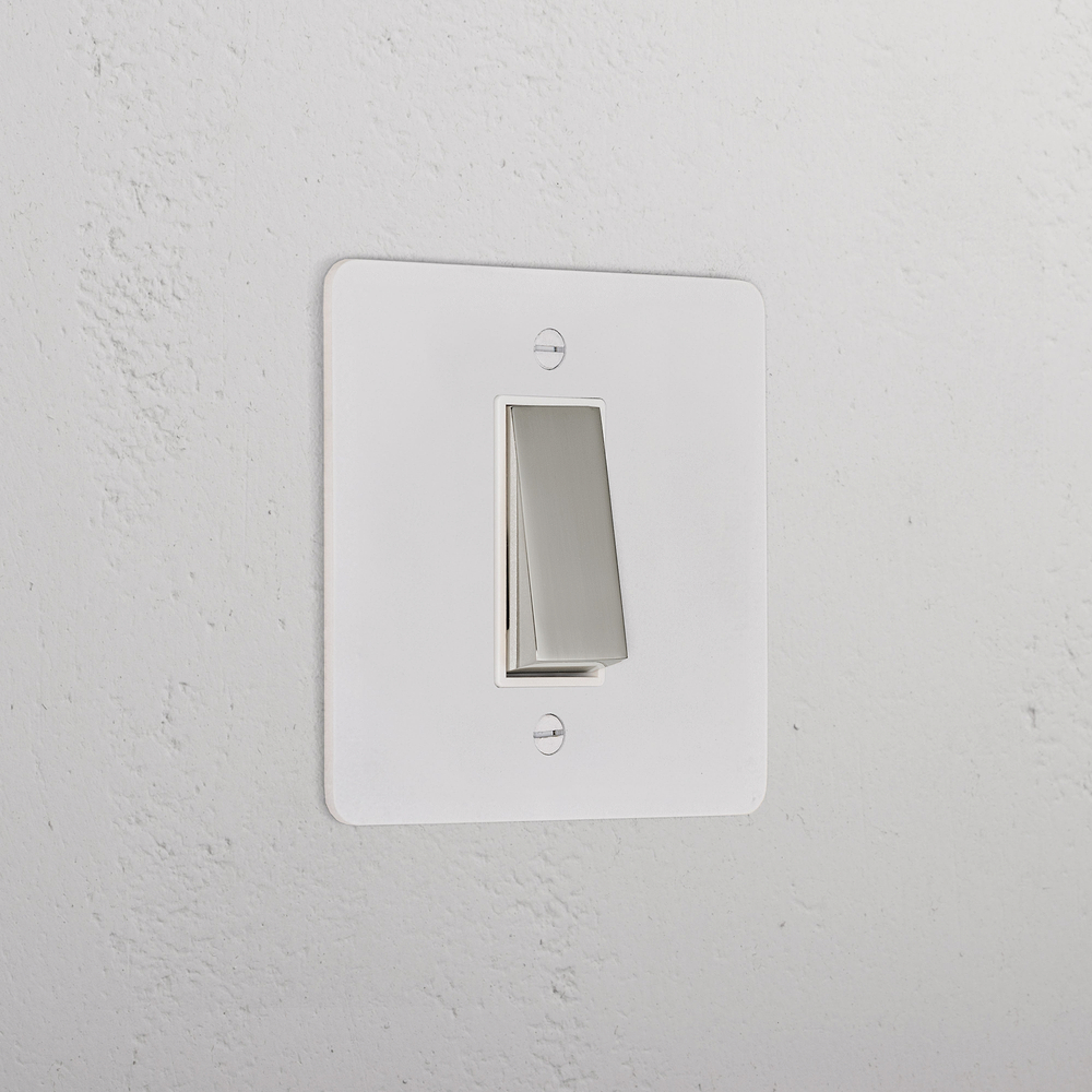 1G Double Pole Rocker Switch - Paintable Polished Nickel | White