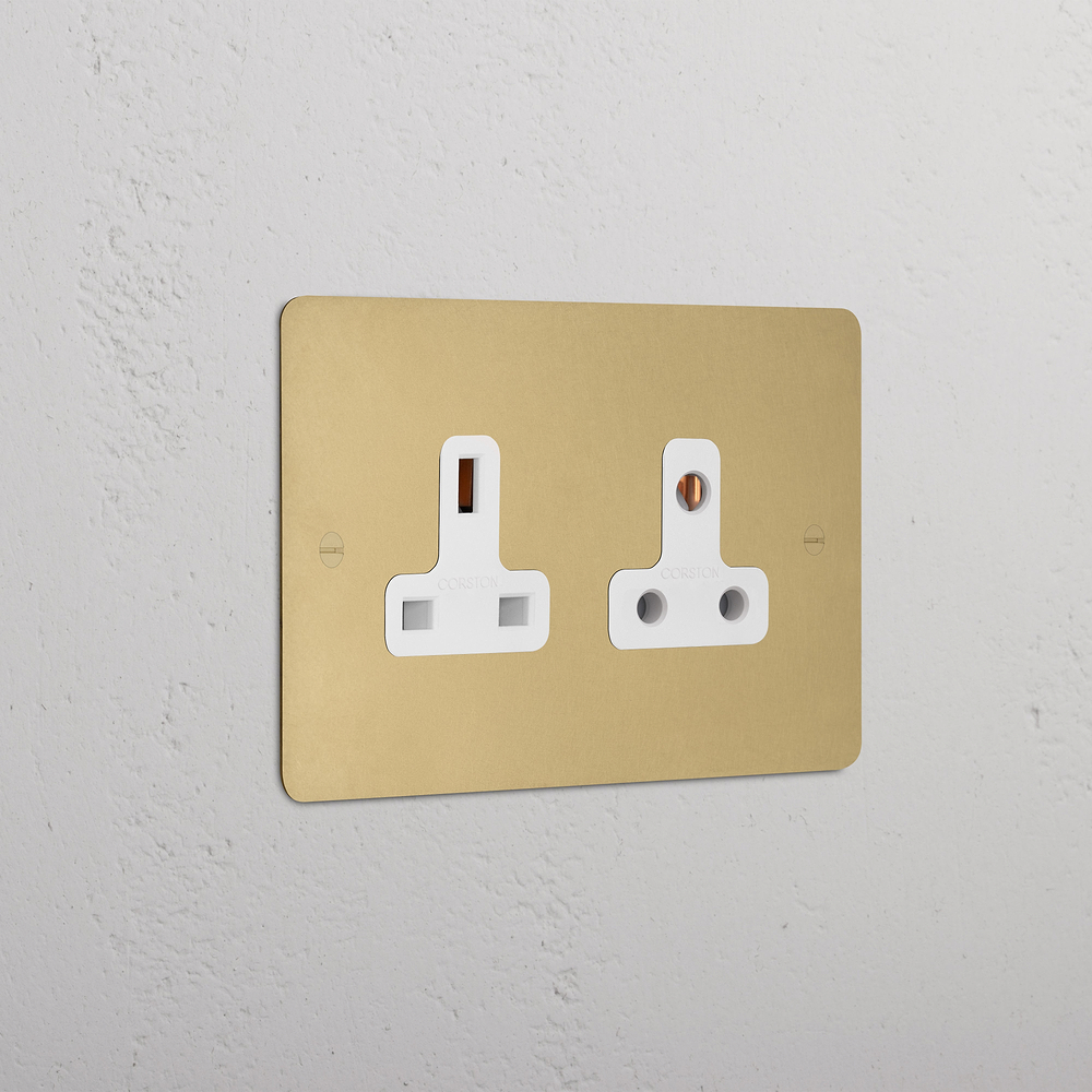 Double 13A & 5A Unswitched Socket - Antique Brass | White