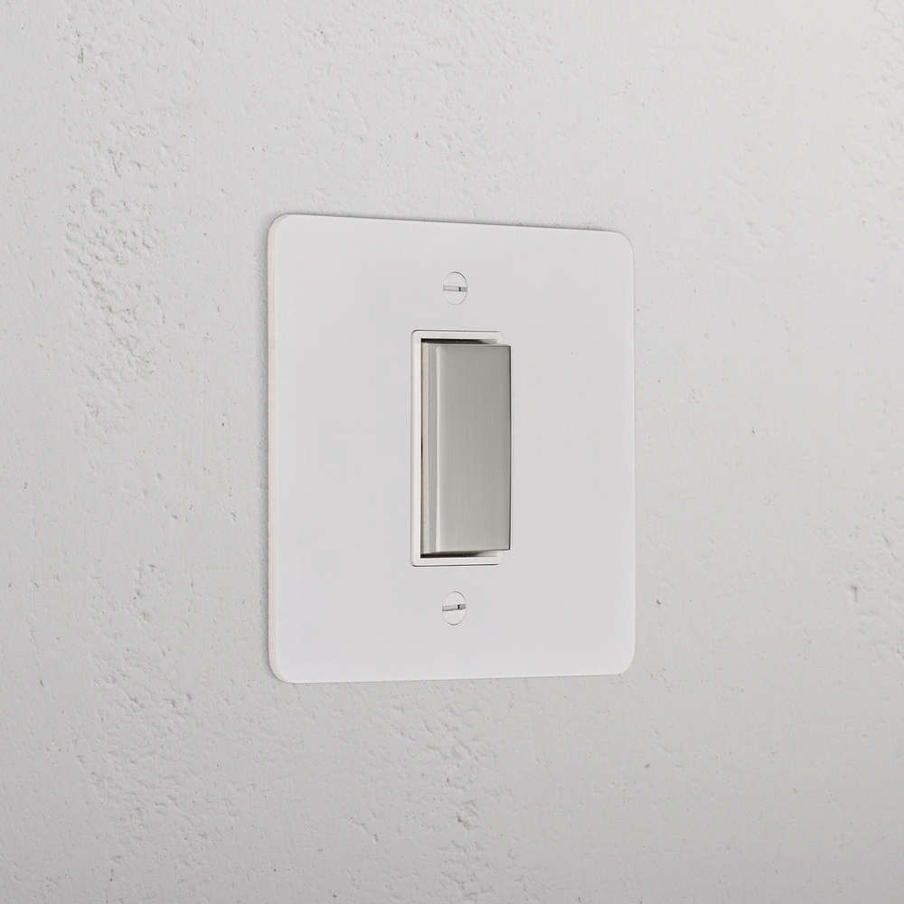 1G Centre Retractive Rocker Switch - Paintable Polished Nickel | White