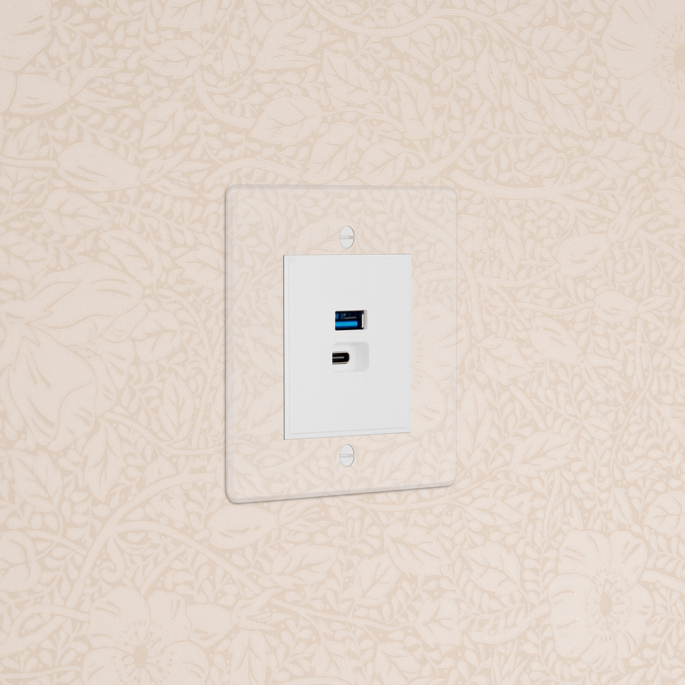Single USB-A+C Fast Charge Socket - Clear | White