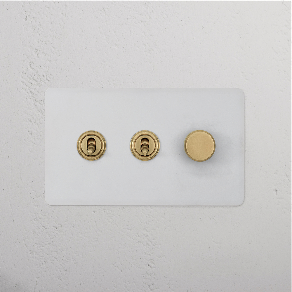 3G 2x Toggle Switch & Dimmer Switch - Paintable Antique Brass