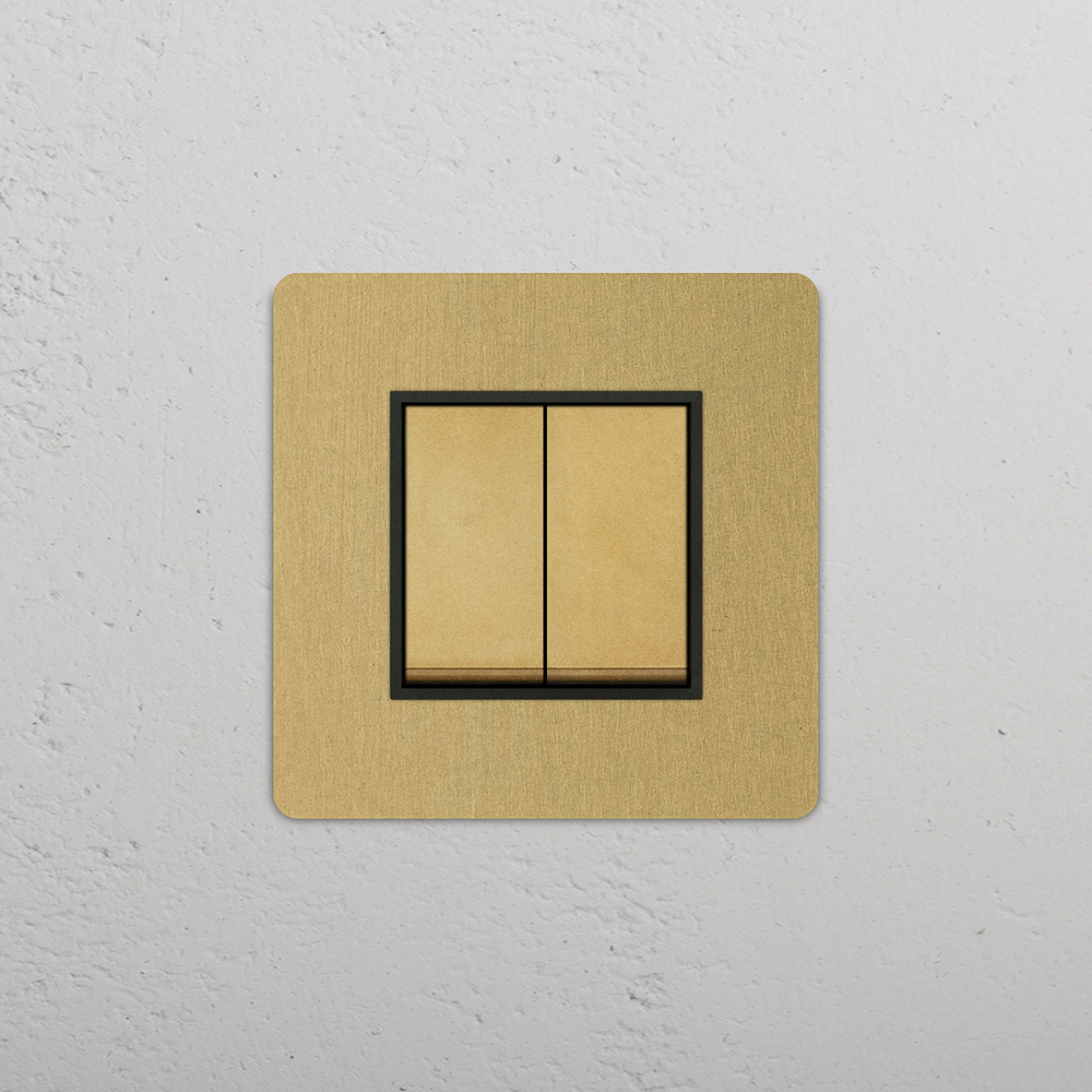 Grove Single 2x Rocker Switch - Antique Brass | Black
