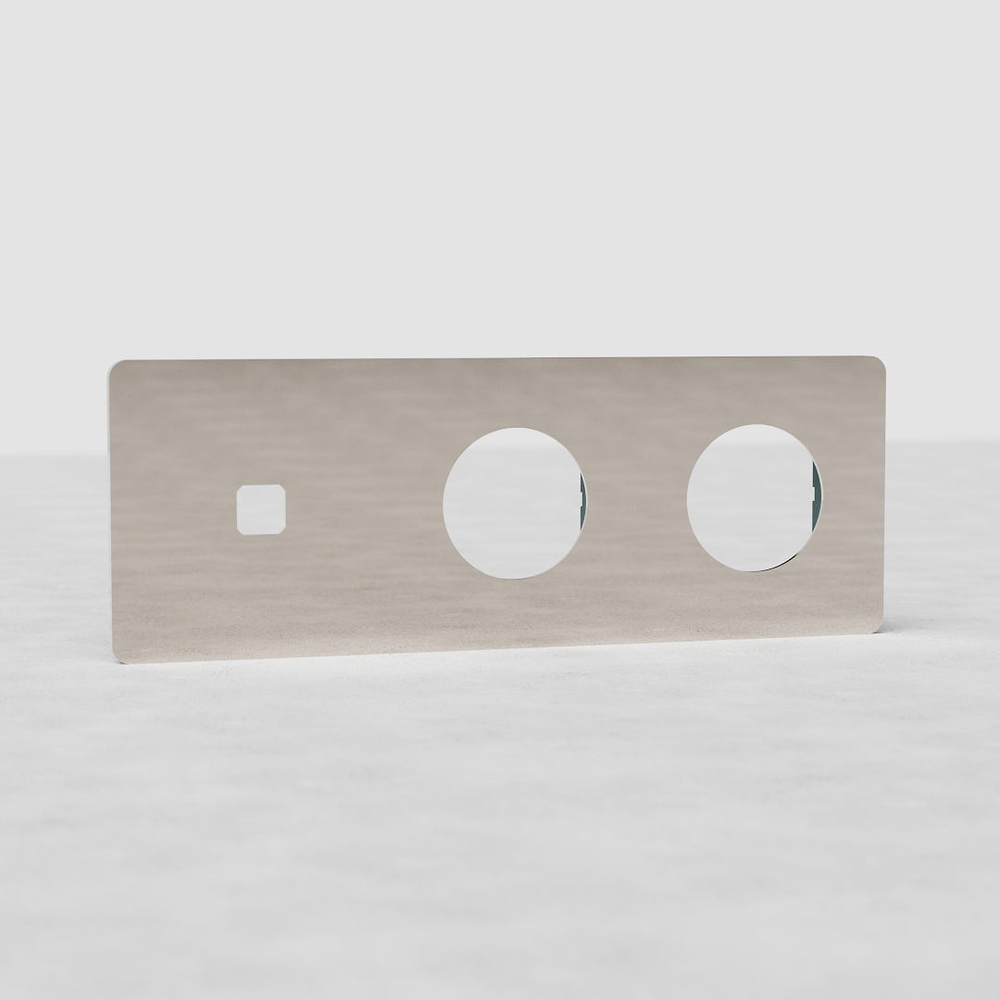 Grove Triple Switch & 2x Socket Plate - Polished Nickel