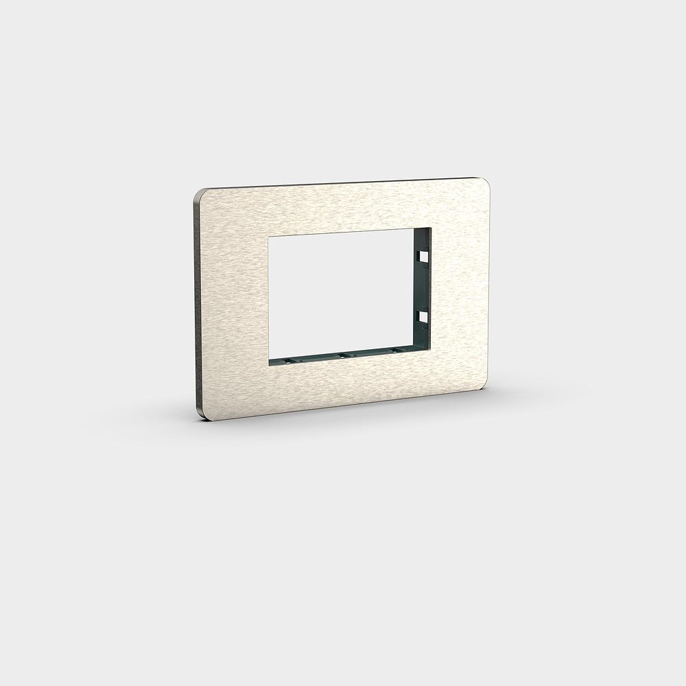 Grove Placa de 3 módulos com 3 tomadas – Níquel Acetinado