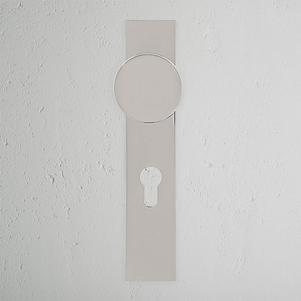 Onslow Long Plate Unsprung Door Handle & Euro Lock – Polished Nickel