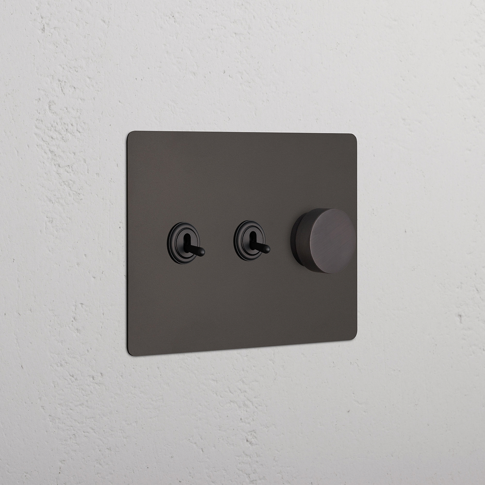Kew 3G 2x Toggle & Dimmer Switch - Bronze