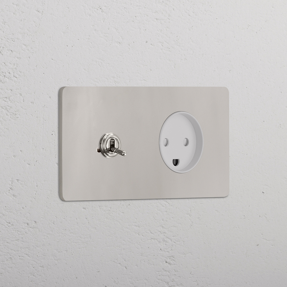Grove Double Toggle & Danish Type K Socket - Polished Nickel | White