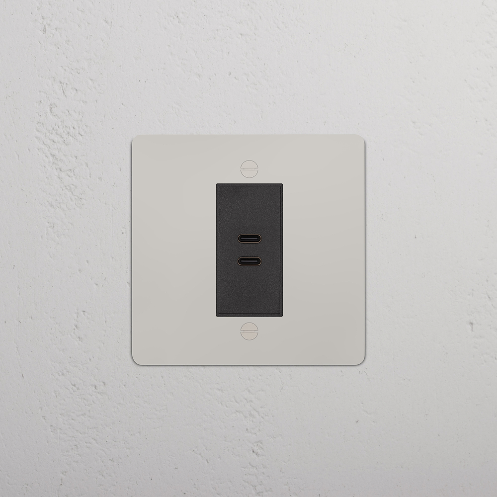 Single USB-C+C Socket - Polished Nickel | Black