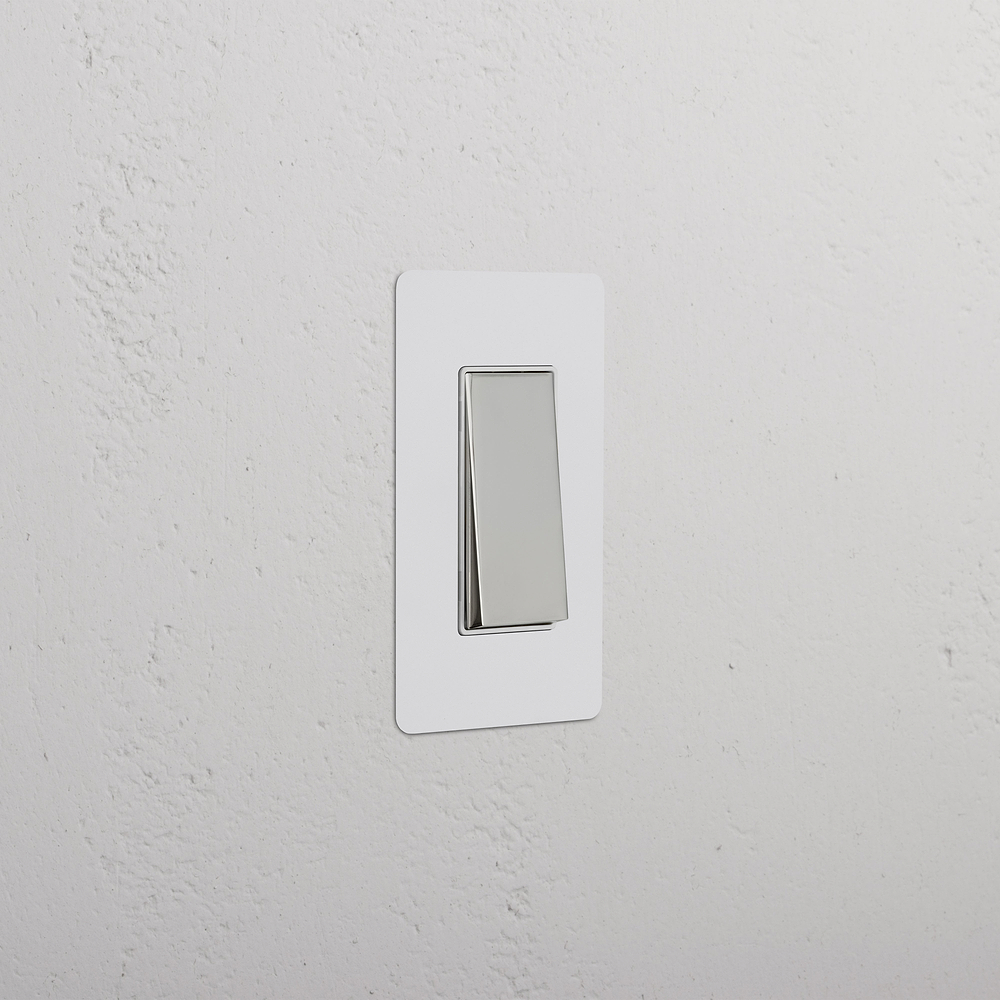 Kew 1G Rocker Switch - Paintable Polished Nickel White