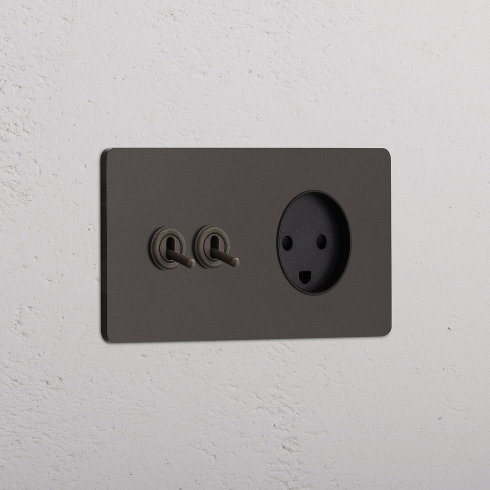 Grove Double 2x Toggle & Danish Type K Socket - Bronze | Black