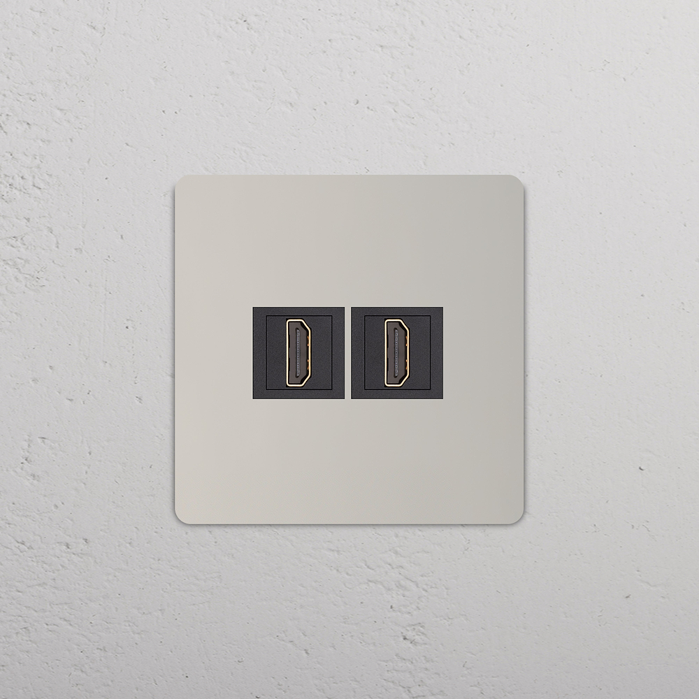 Grove HDMI-Anschluss 2x in Einfachrahmen – Poliertes Nickel | Schwarz