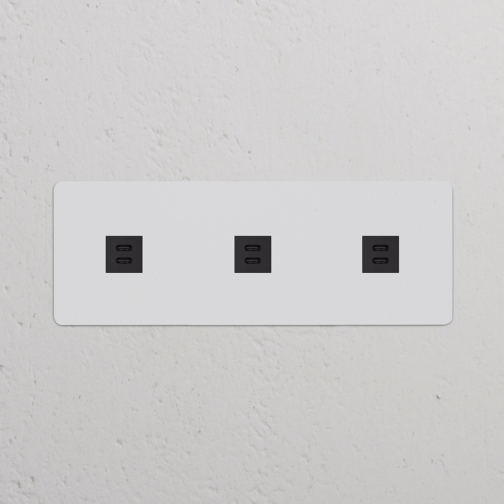 Kew Triple 3x USB-C 30W Socket - Paintable | Black