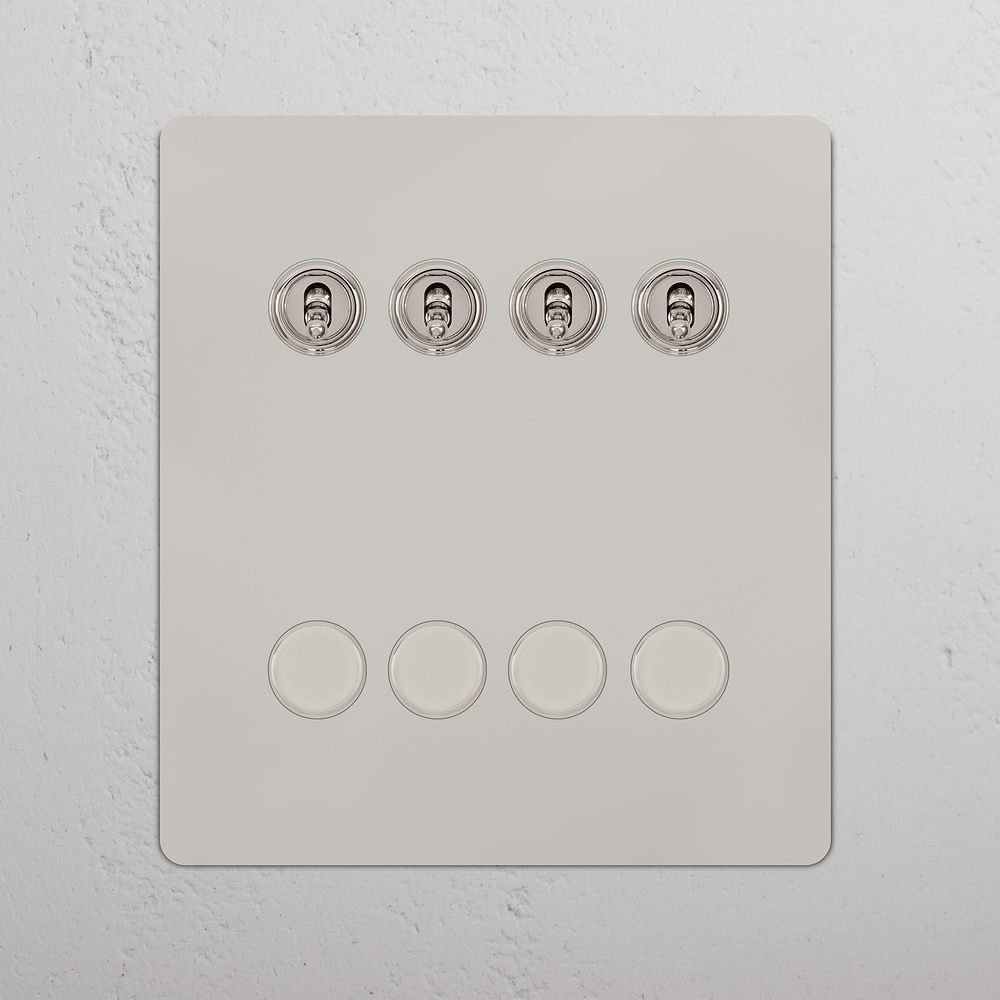 8G 4x Toggle Switch & 4x Dimmer Switch - Polished Nickel