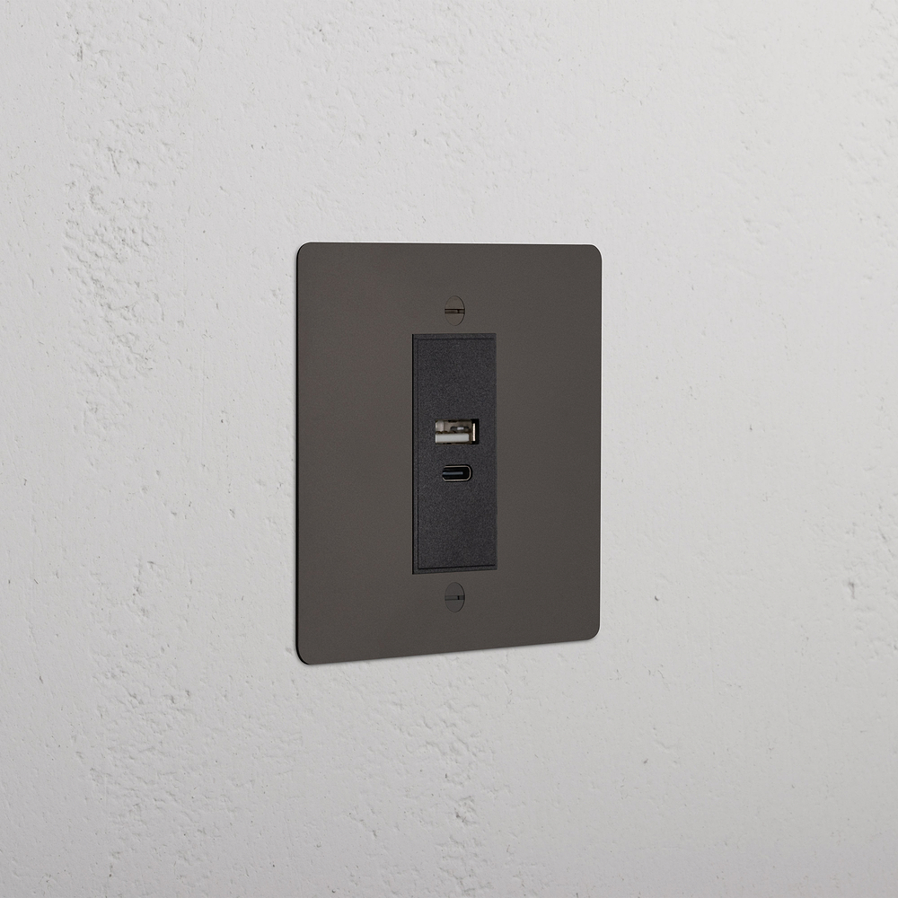 Single USB-A+C Socket - Bronze | Black