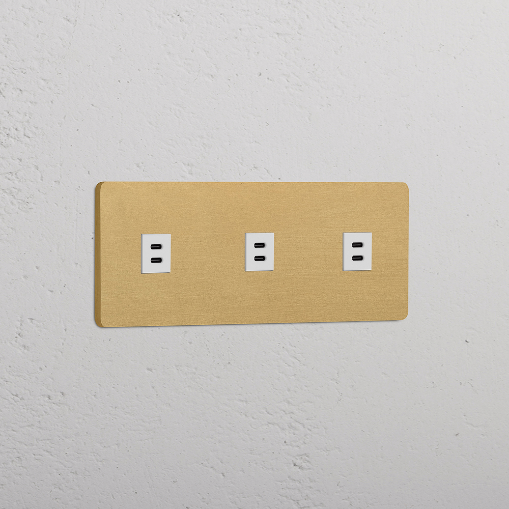 Grove Triple 3x USB-C 30W Socket - Antique Brass | White