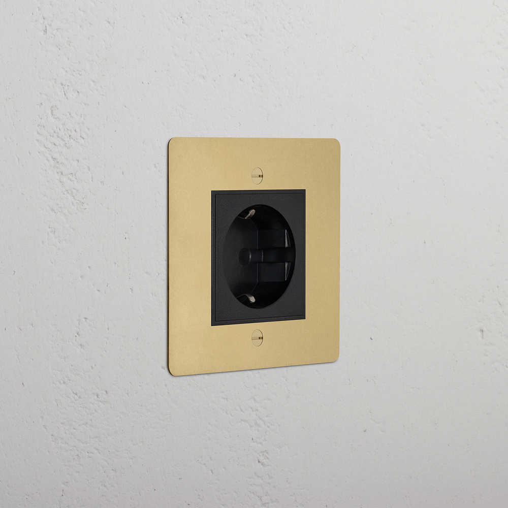Single Schuko Socket - Antique Brass | Black