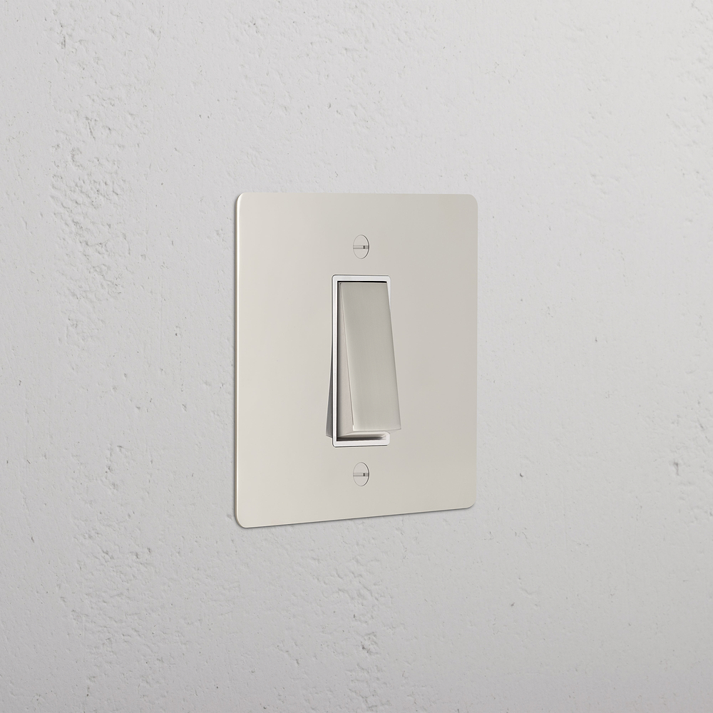 1G Double Pole Rocker Switch - Polished Nickel | White
