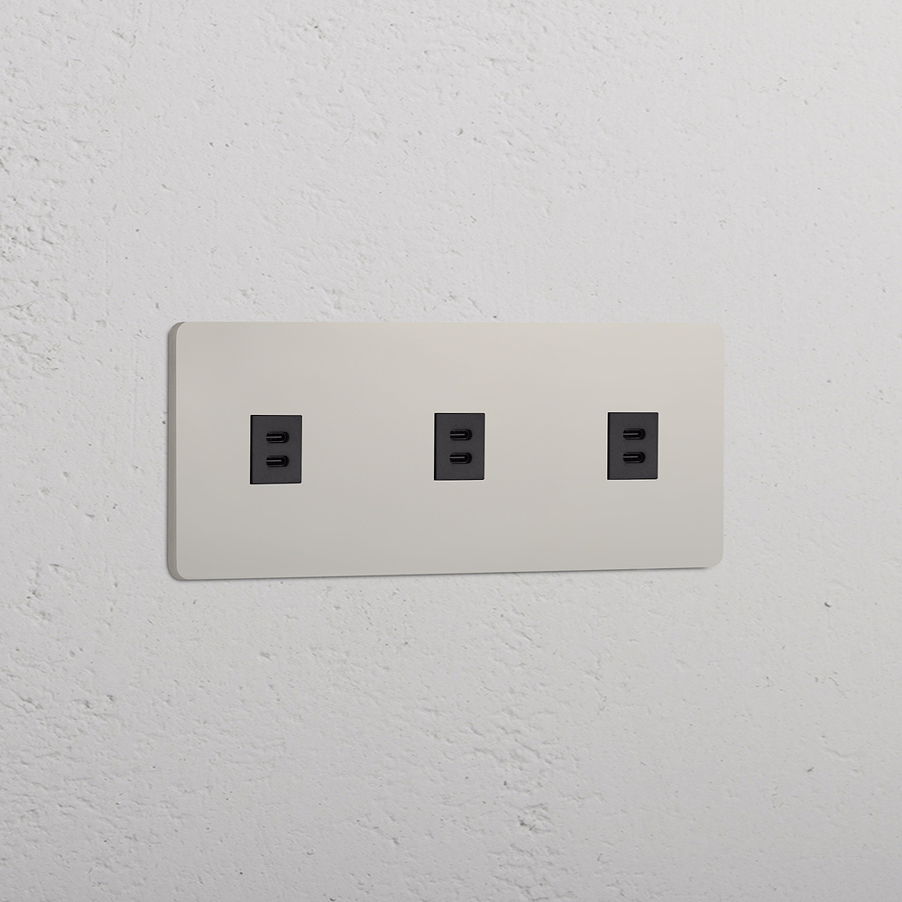 Grove Triple 3x USB-C 30W Socket - Polished Nickel | Black