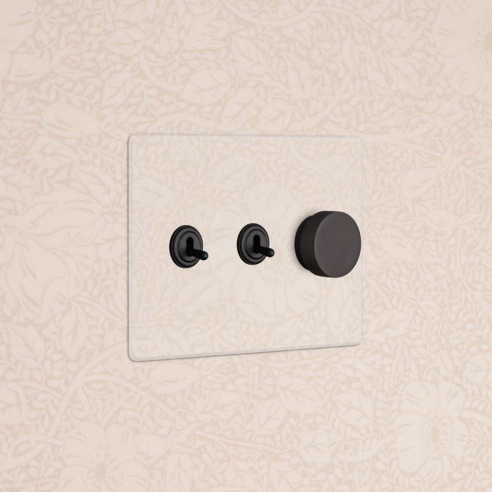 Kew 3G 2x Toggle & Dimmer Switch - Clear Bronze