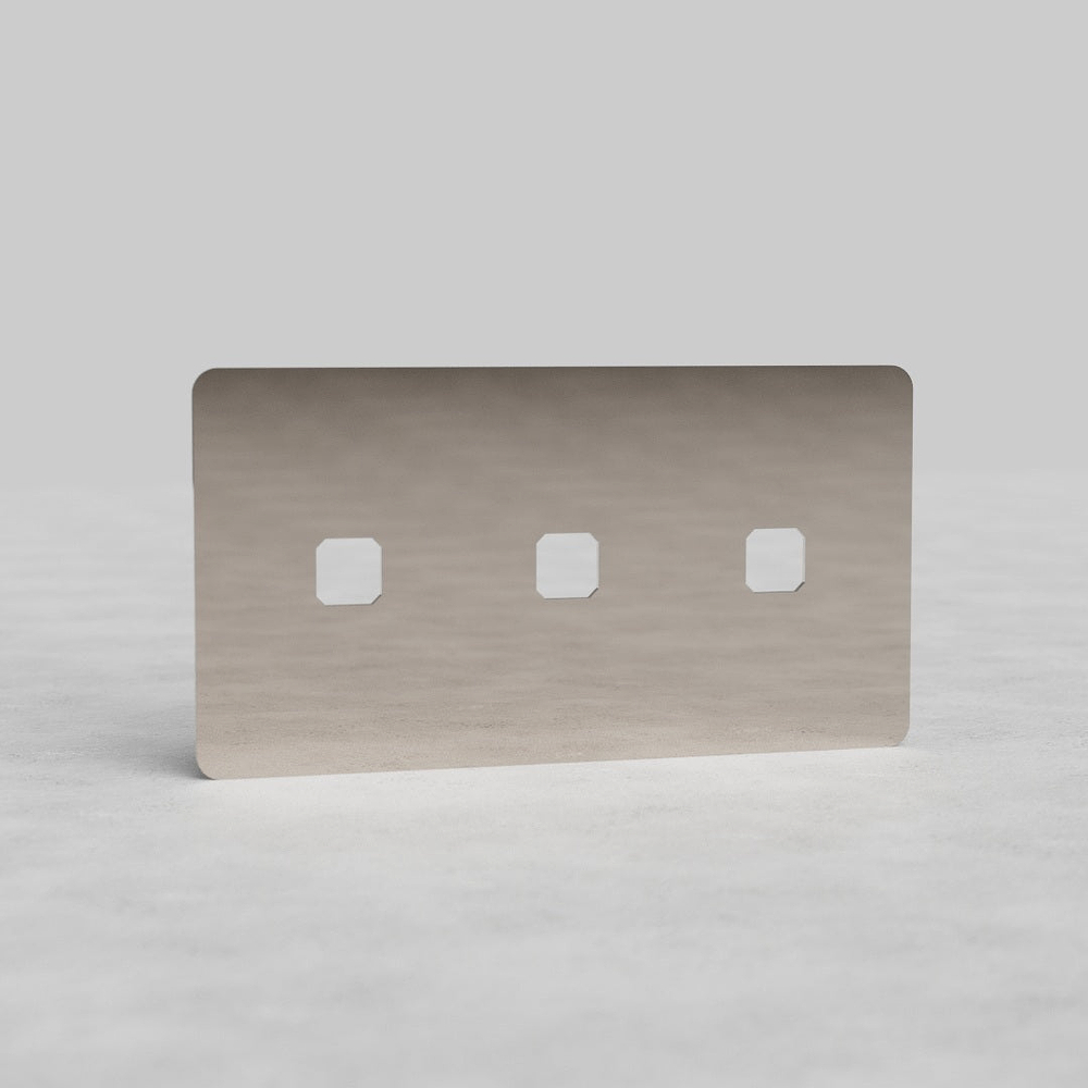 Kew Plaque Insert Interrupteur x3 (Double) - Nickel Poli