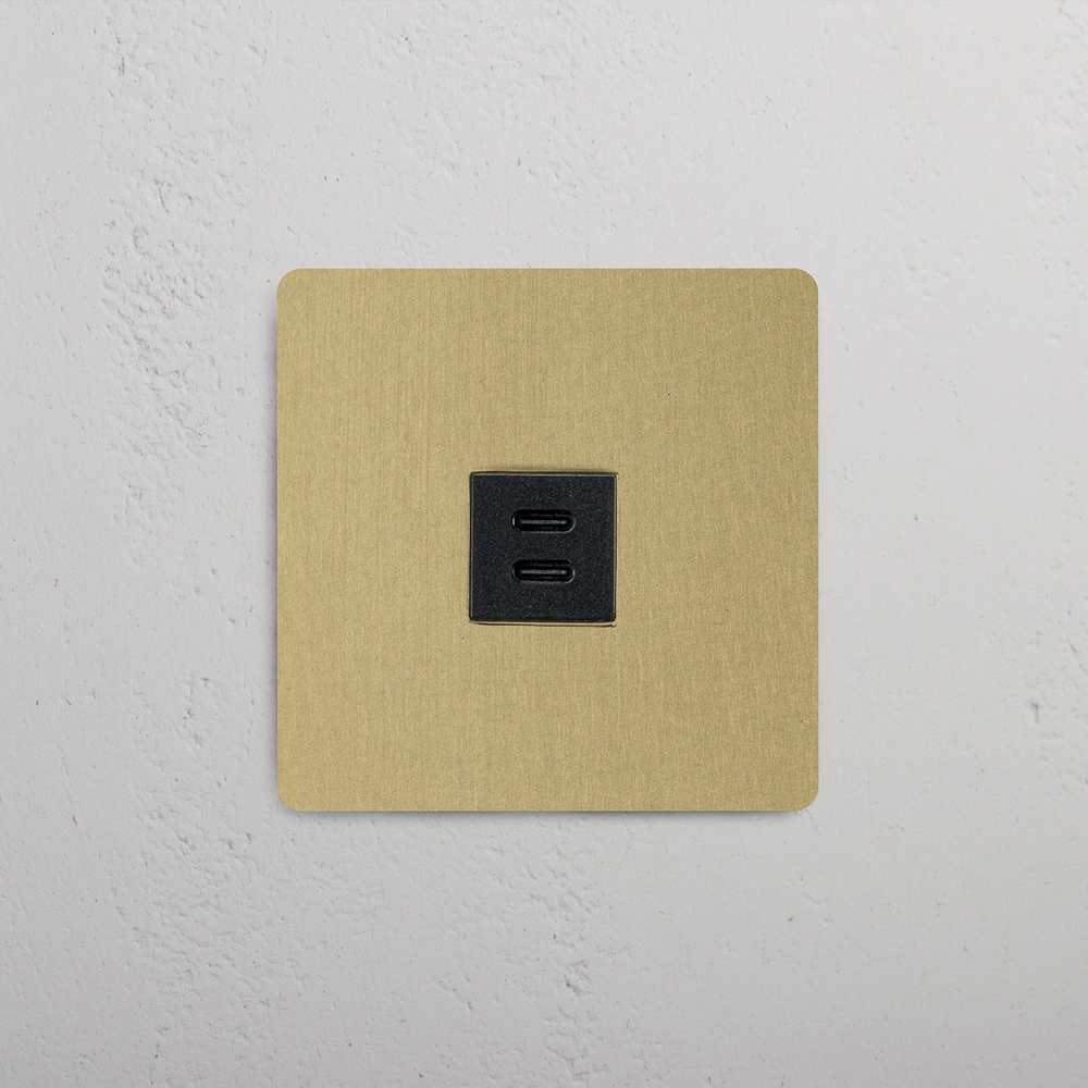 Kew Tomada USB-C 30 W individual - Latão Antigo | Preto