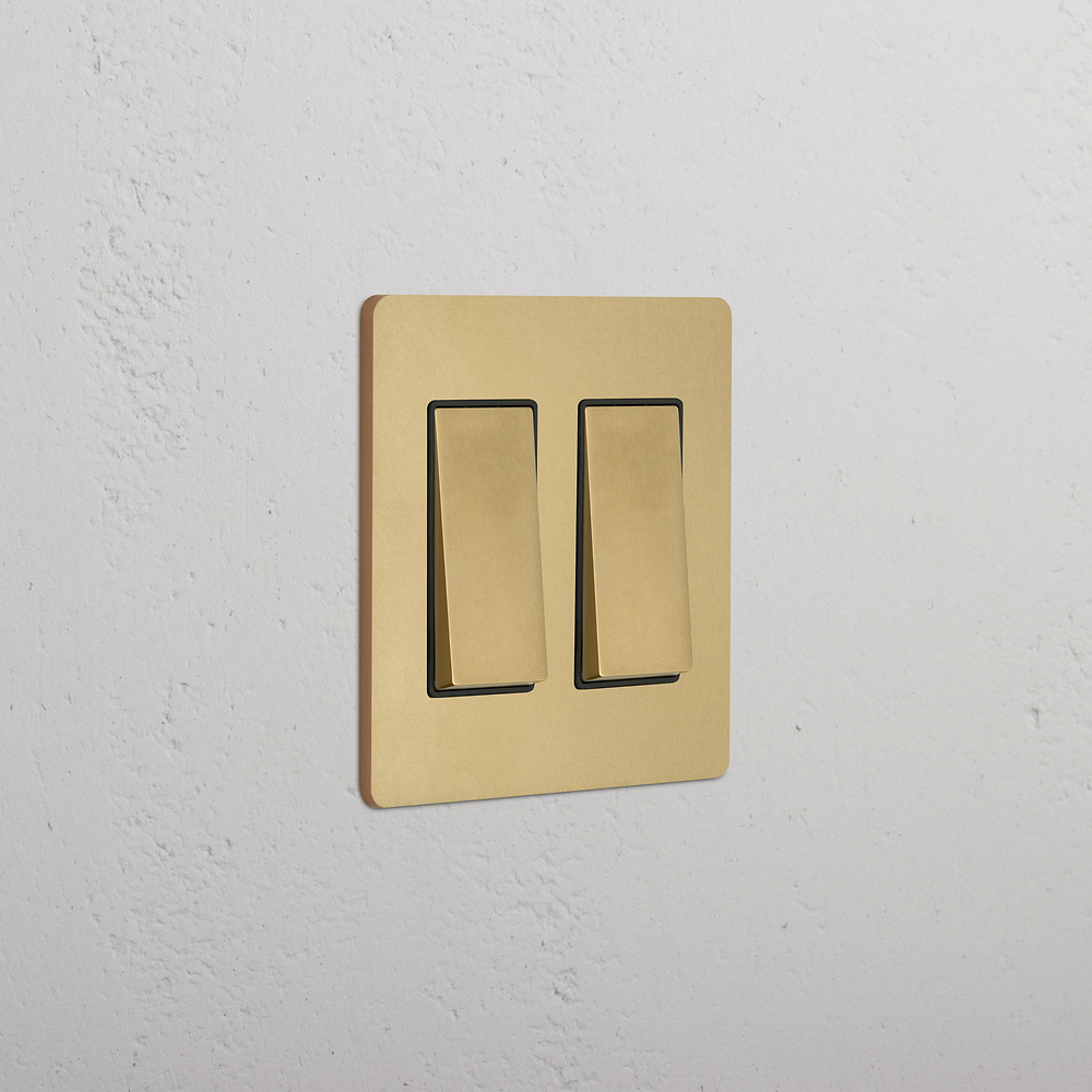 Grove 2G Rocker Switch - Antique Brass Black