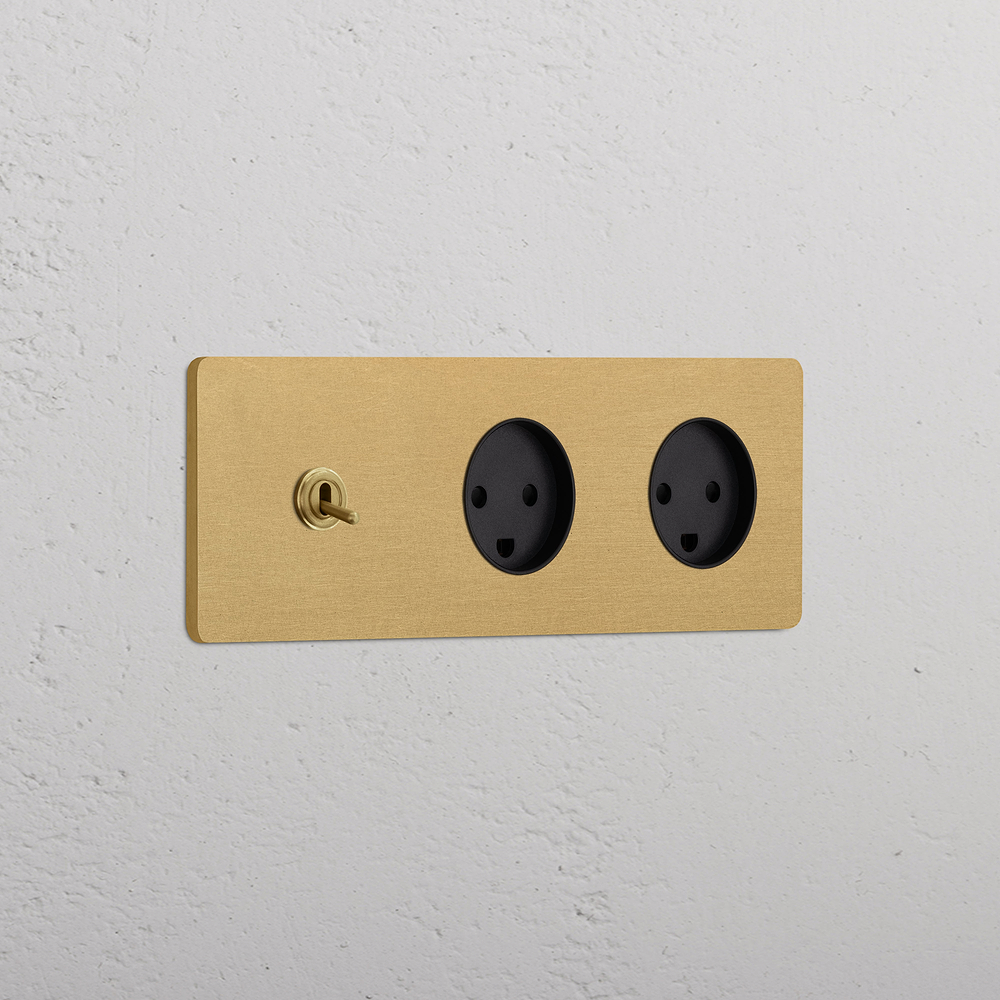 Grove Triple Toggle & 2x Danish Type K Socket - Antique Brass | Black