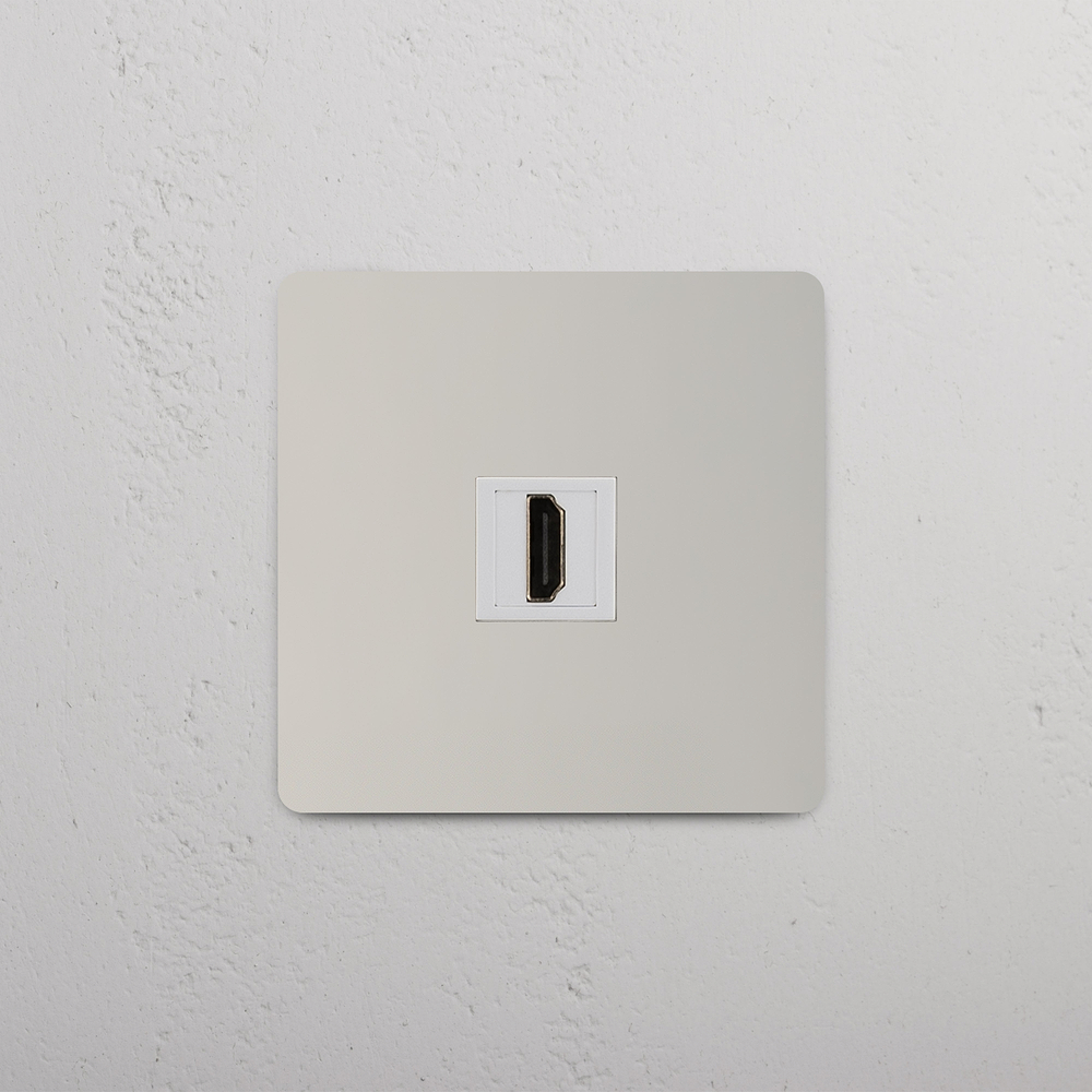 Kew Prise HDMI (Plaque Simple) - Nickel Poli | Blanc