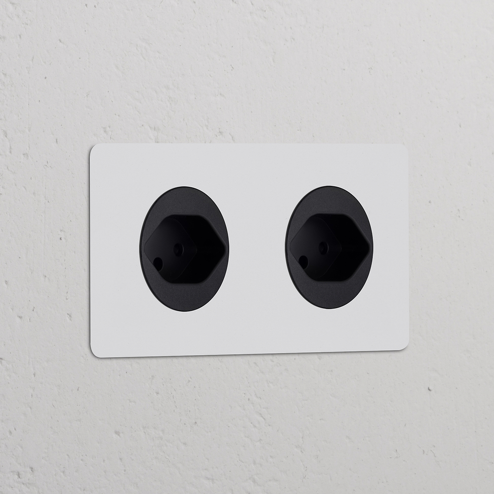 Kew Double 2x Swiss Type J Socket - Paintable | Black