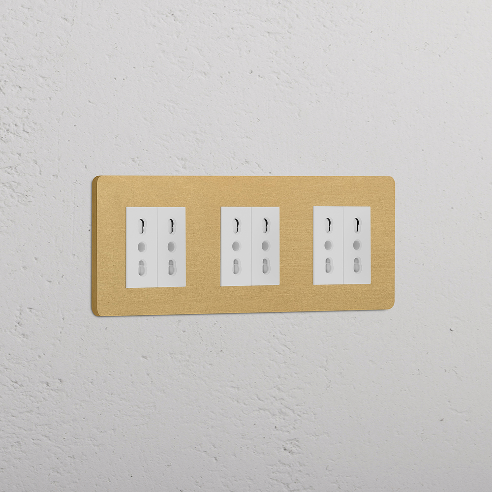 Grove Triple 6x Bipasso Socket - Antique Brass | White