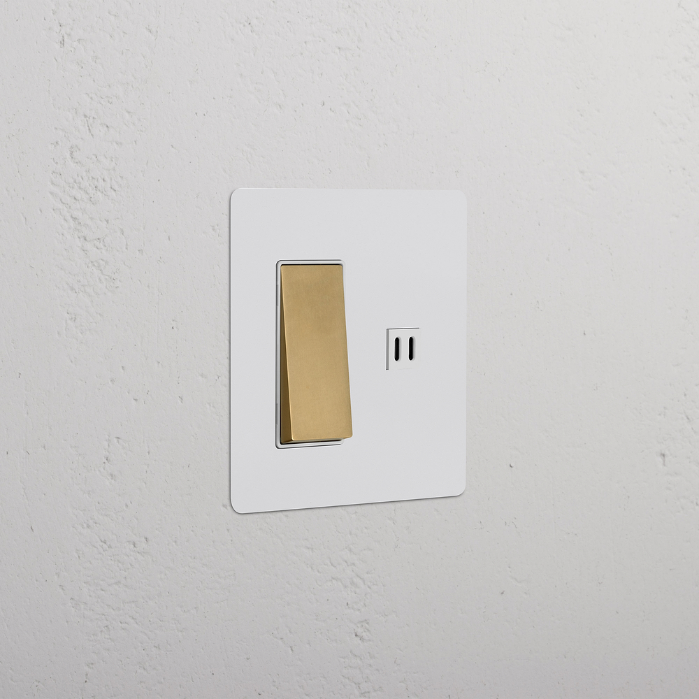 Kew 2G Rocker Switch & Fast Charge USB - Paintable Antique Brass White