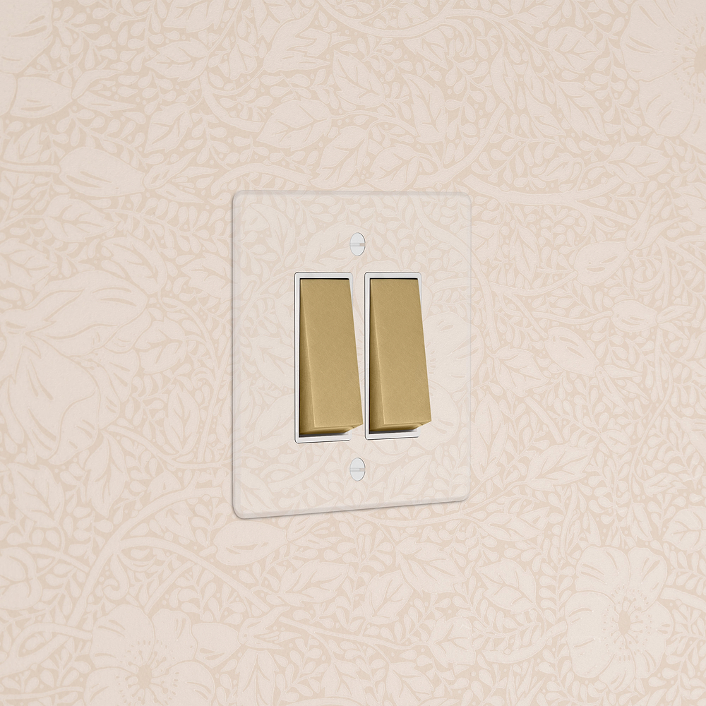 2G Two Way Rocker Switch - Clear Antique Brass | White