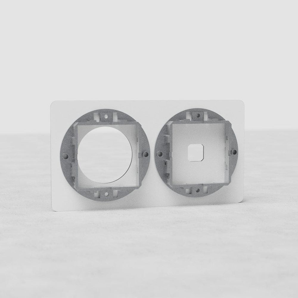 Kew Double 1x Switch & 1x Socket Plate - Clear | White