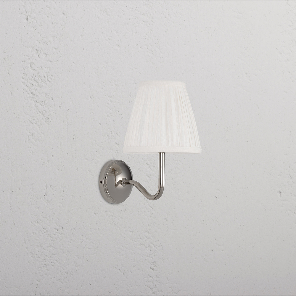 Malvern Petite Applique Murale Plissée Blanc Albâtre - Nickel Poli