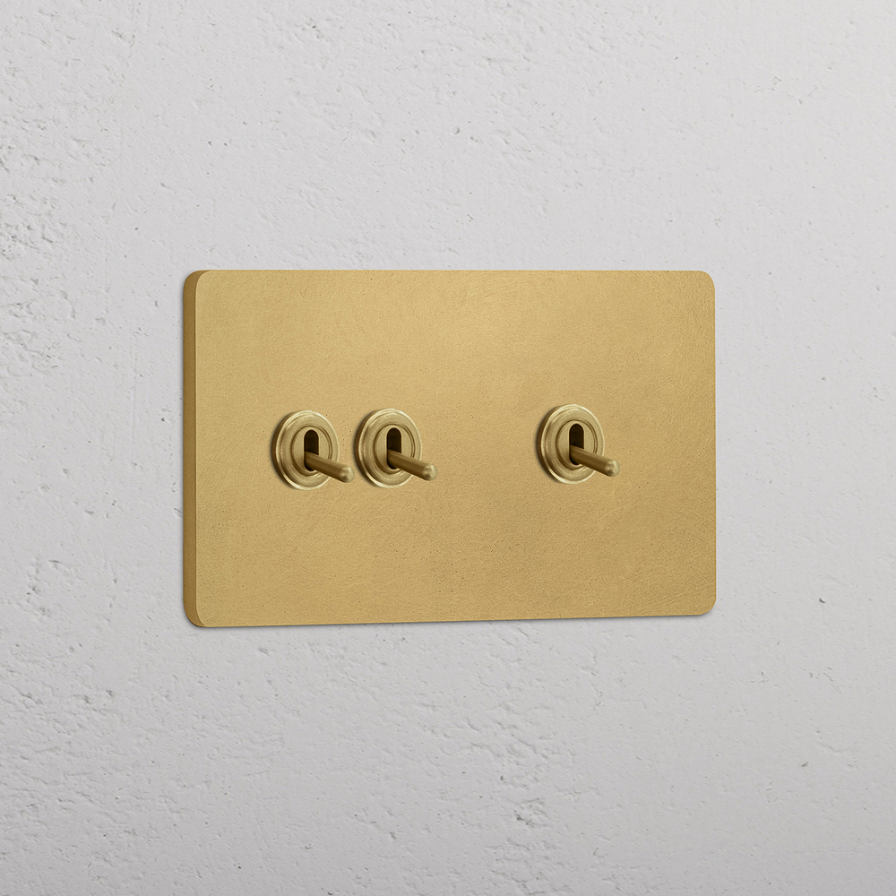 Grove Double 2+1 Toggle Switch - Antique Brass