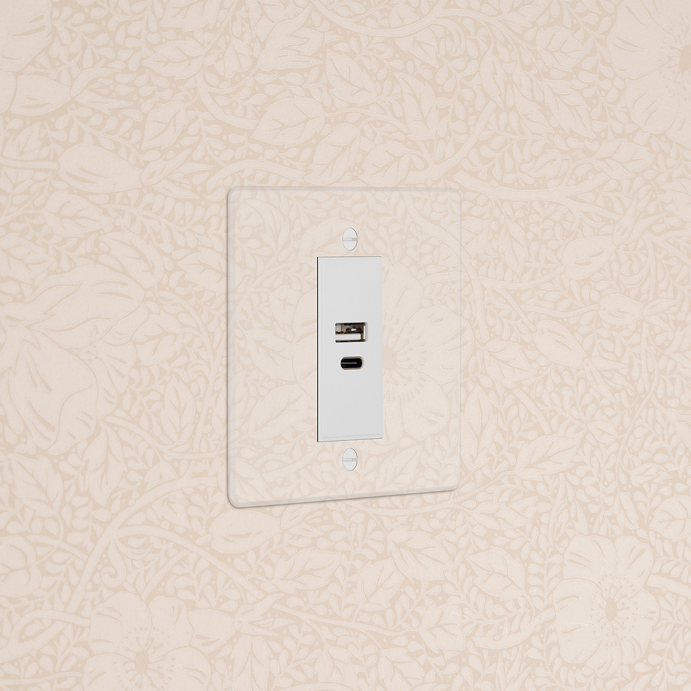 Single USB-A+C Socket - Clear | White