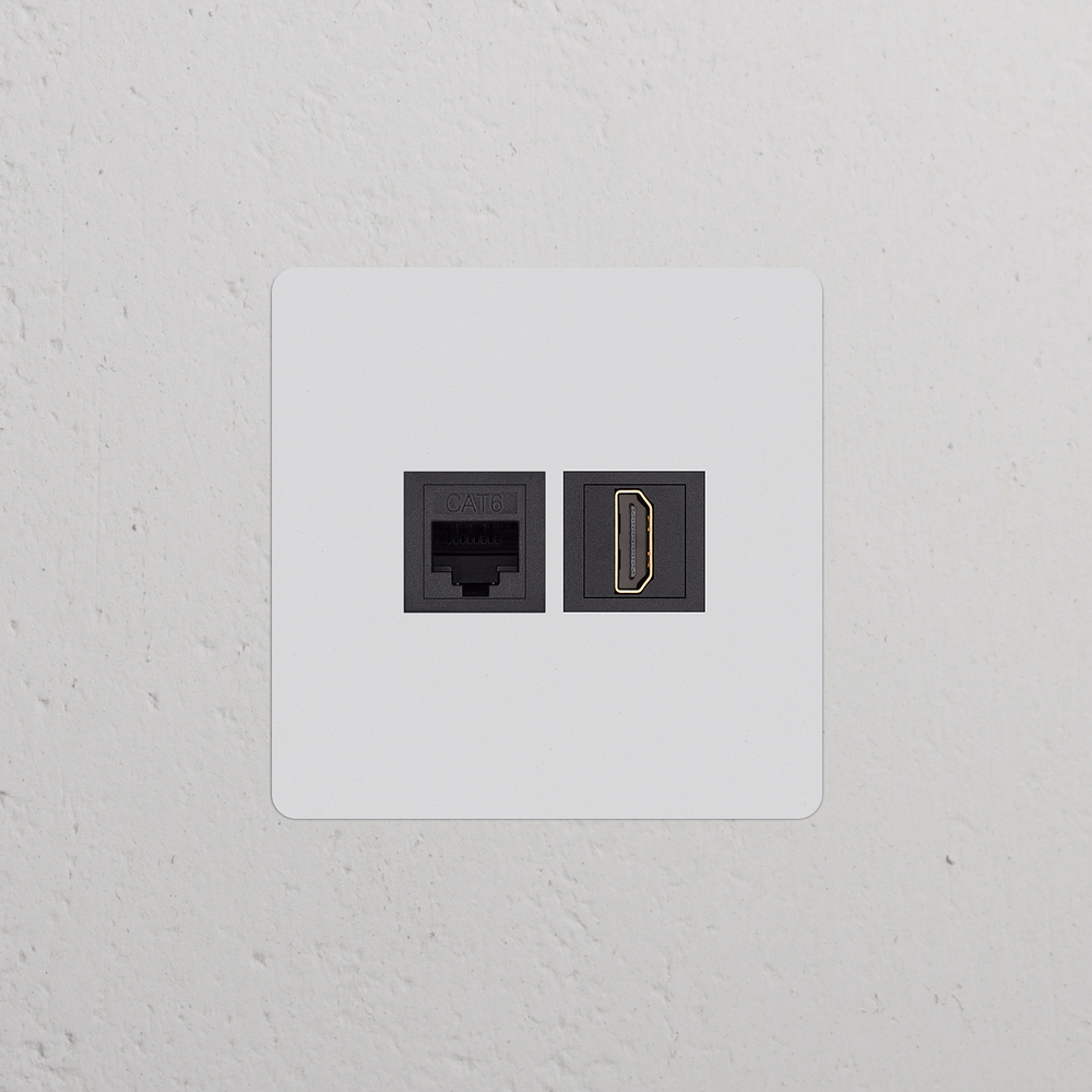 Kew Enkele RJ45 en HDMI voedingsmodule – Beschilderbaar | Zwart