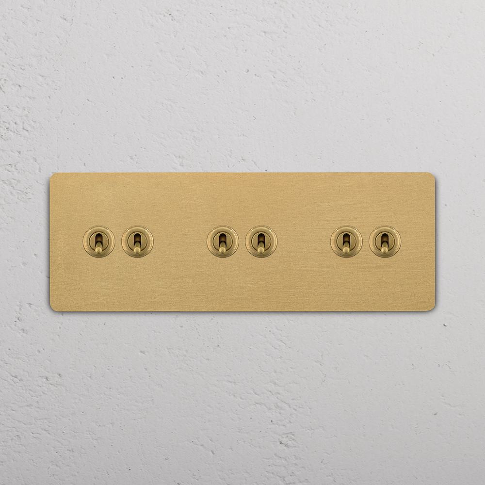 Grove Triple 6x Toggle Switch - Antique Brass