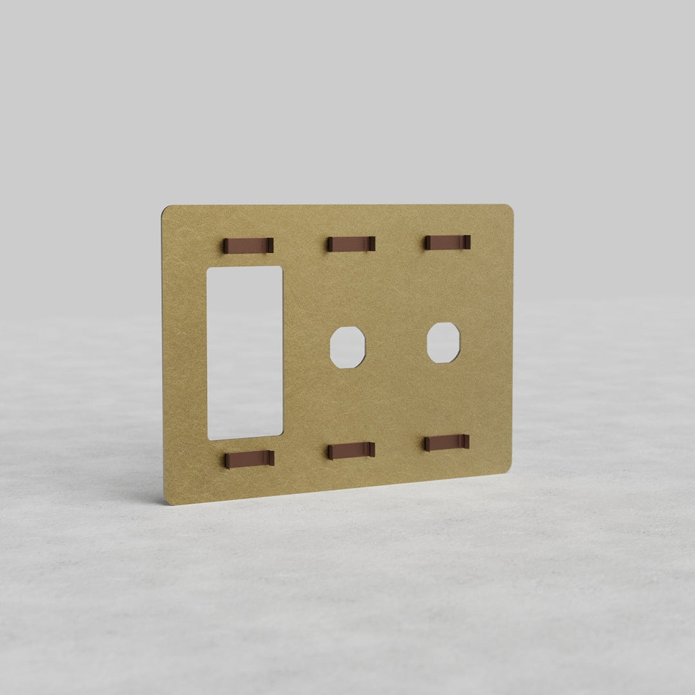 Kew 3G 2x Switch & Outlet Plate - Antique Brass