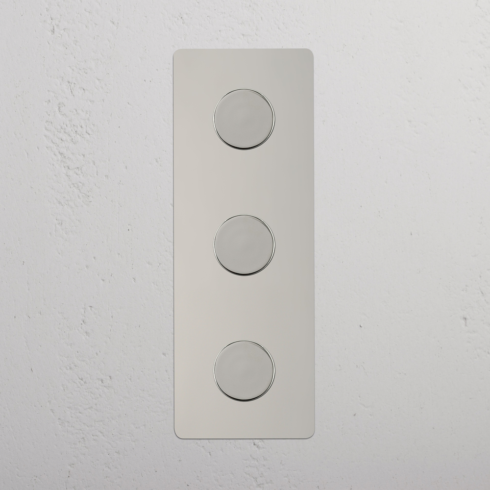 Kew Triple 3x Vertical Multiway Dimmer Switch - Polished Nickel