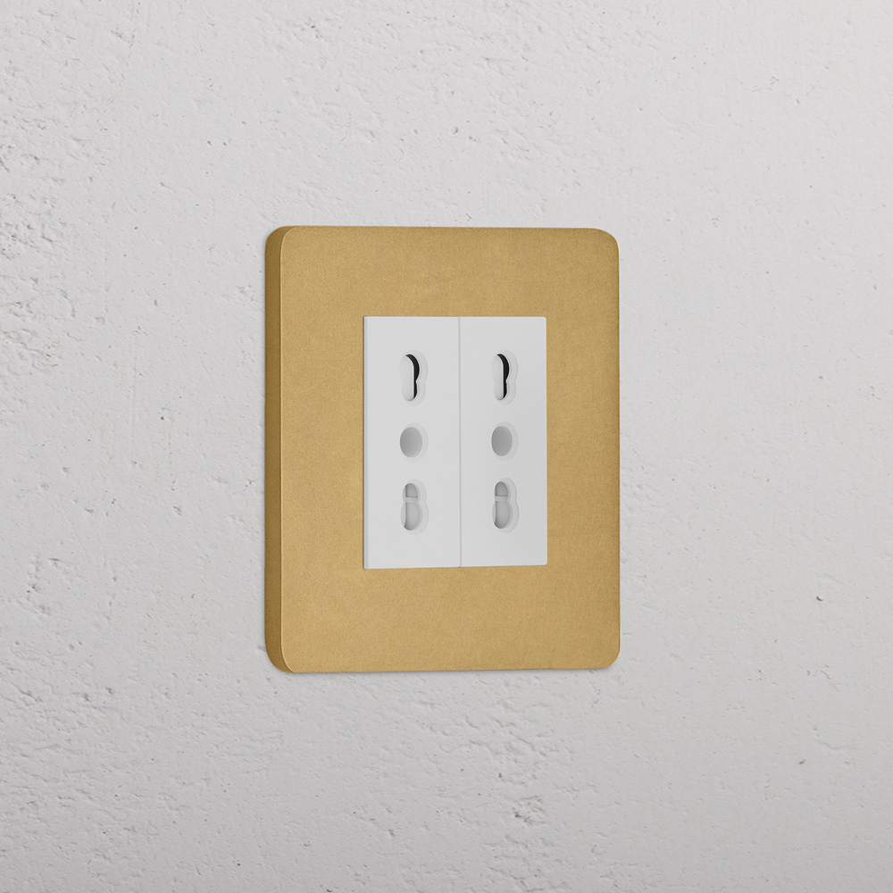 Grove Single 2x Bipasso Socket - Antique Brass | White