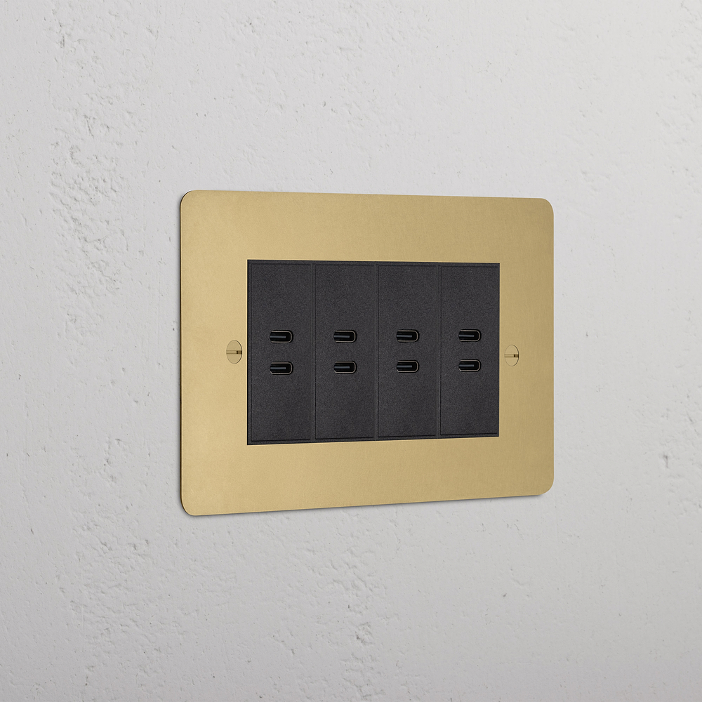 Double 8x USB-C Socket - Antique Brass | Black