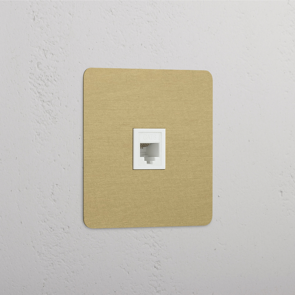 Kew Tomada RJ45 individual - Latão Antigo | Branco