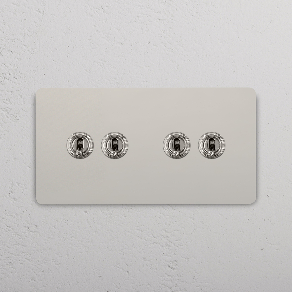 Grove Double 4x Toggle Switch - Polished Nickel
