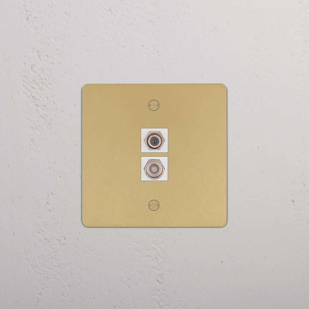 Single TV & Satellite Socket - Antique Brass | White