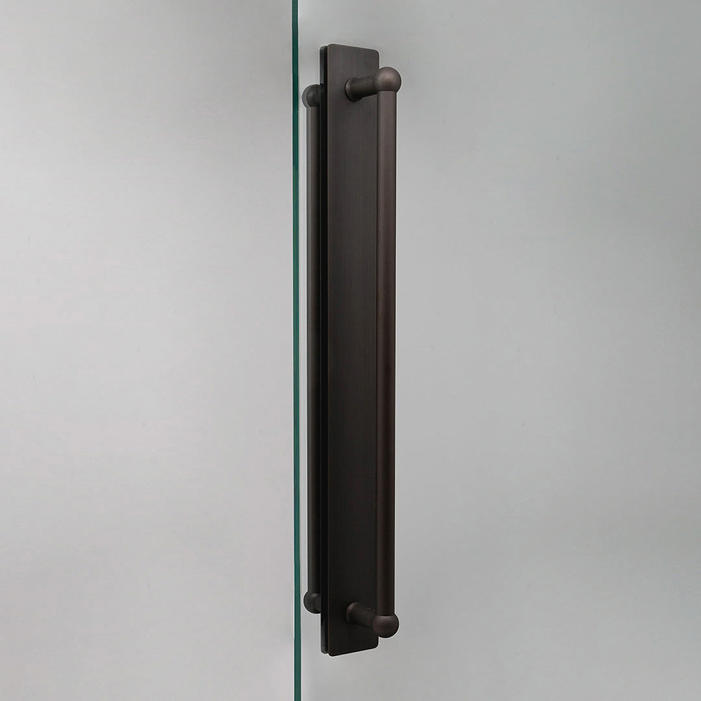 Harper Double Pull Handle with Plate 500mm - Bronze