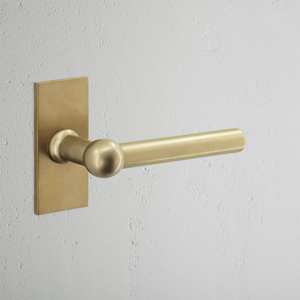 Harper Short Plate Unsprung Door Handle - Antique Brass