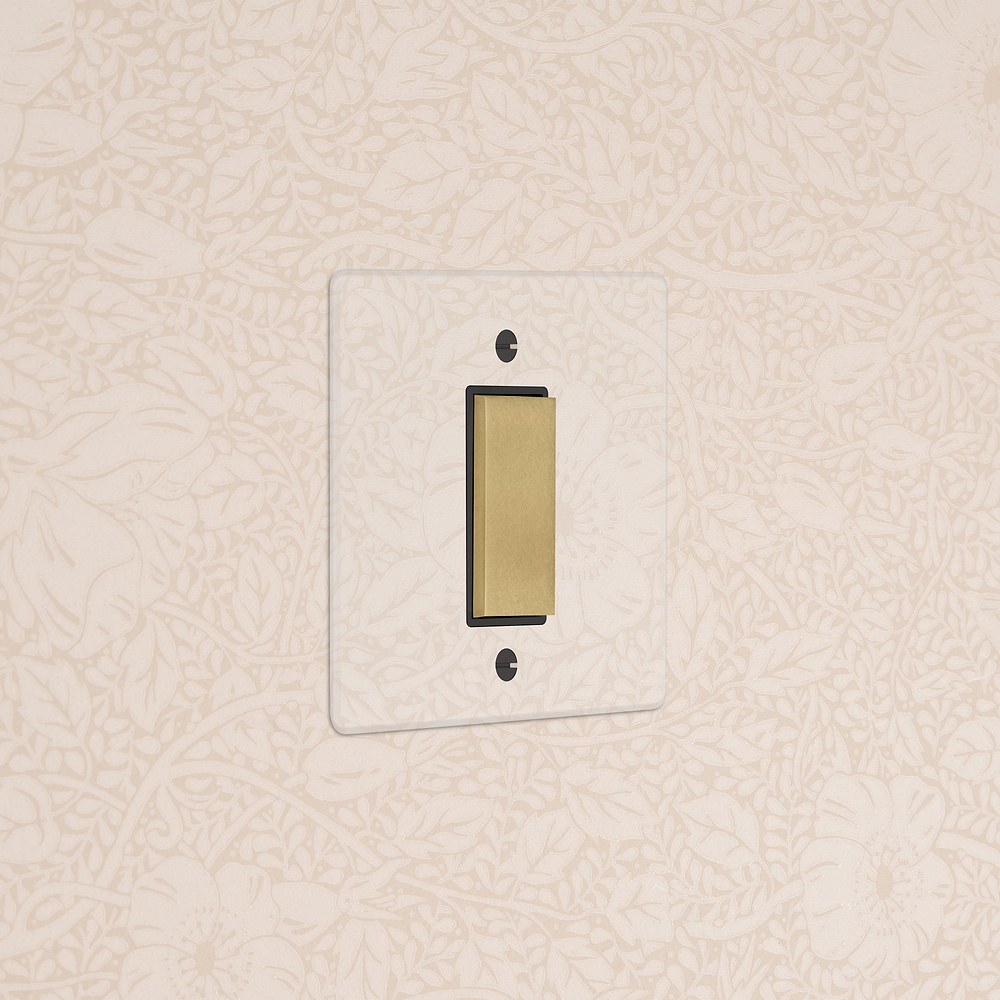 1G Centre Retractive Rocker Switch - Clear Antique Brass | Black