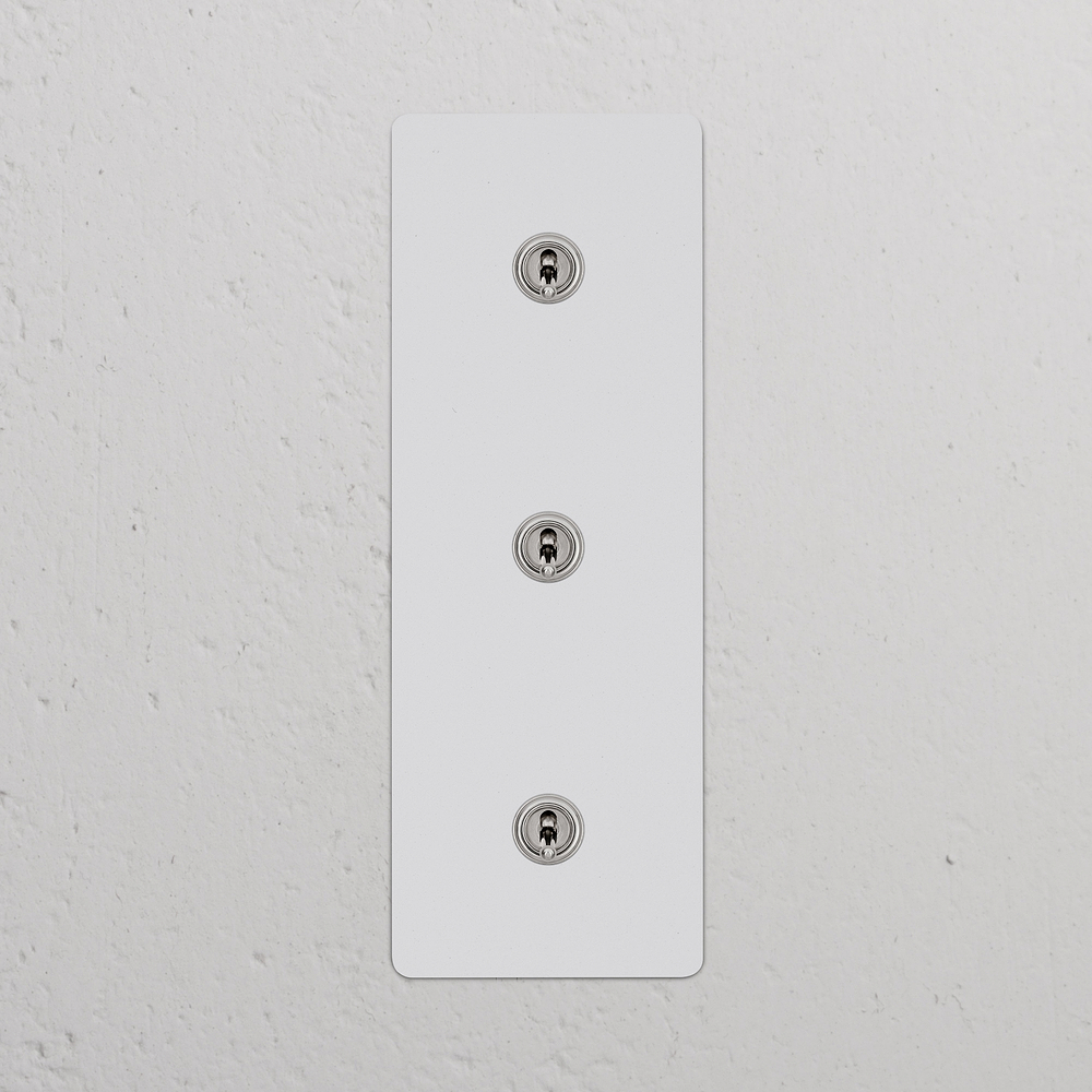 Kew Interrupteur Vertical à Levier x3 (Plaque Triple) – Nickel Poli à Peindre