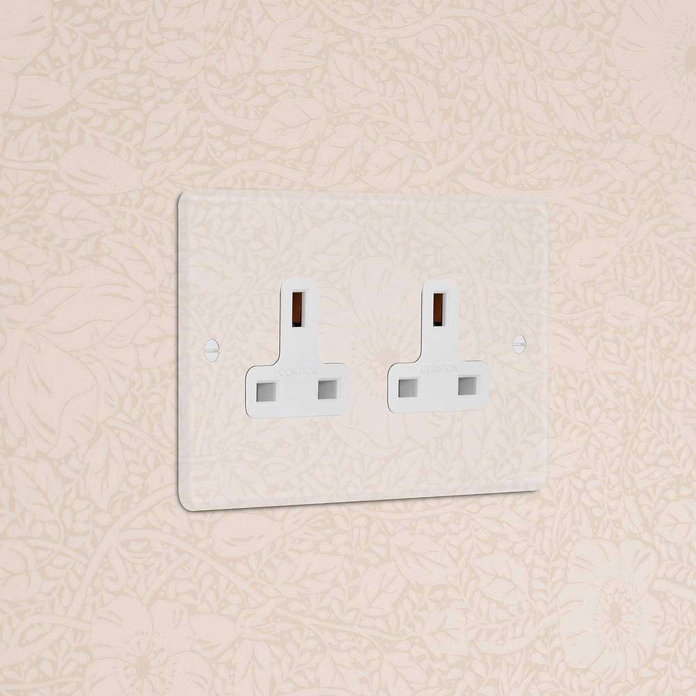 Double 2x 13A Unswitched Socket - Clear | White